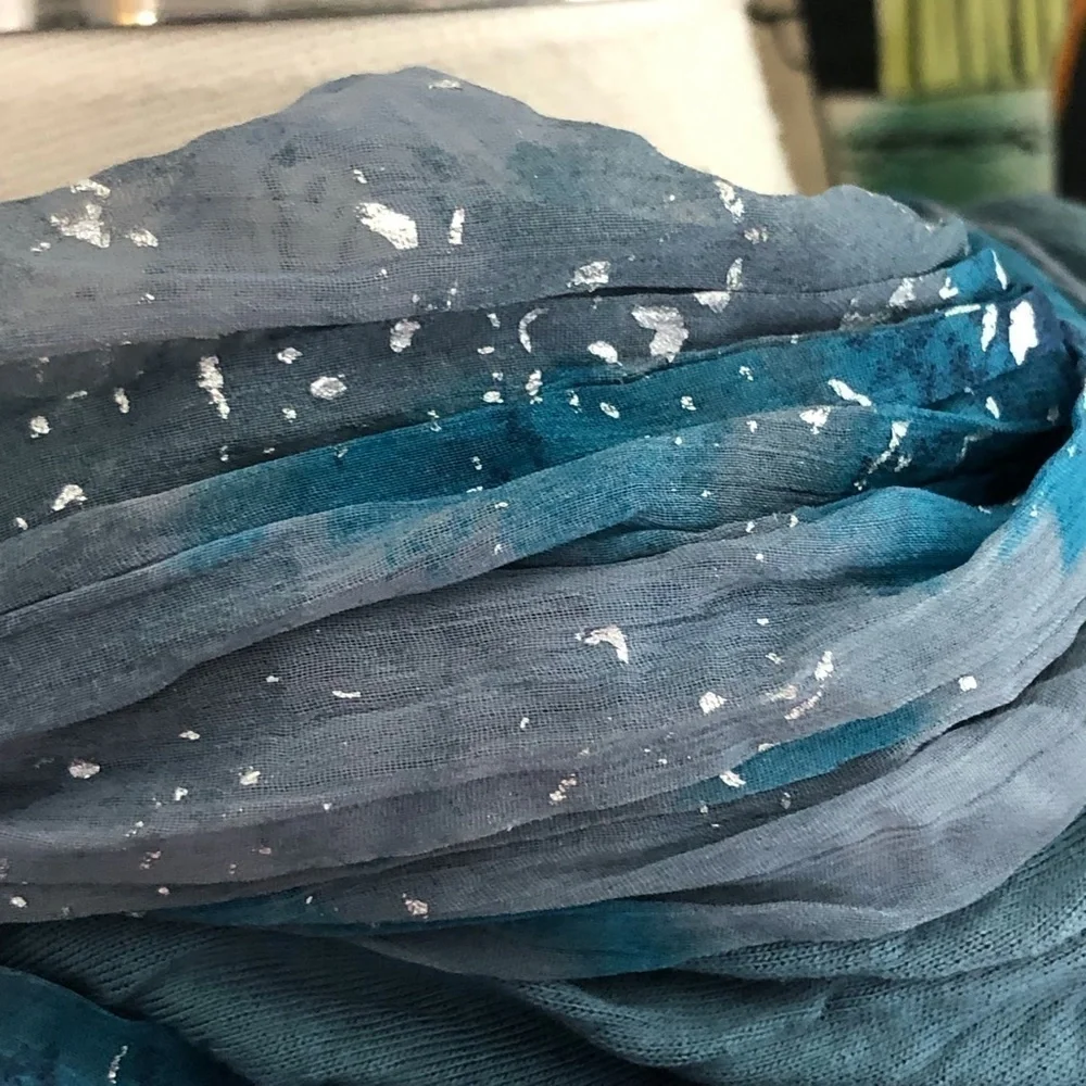 COLLECTION EIGHTEEN Ombre Scarf Women's One Size Teal & Blue Metallic